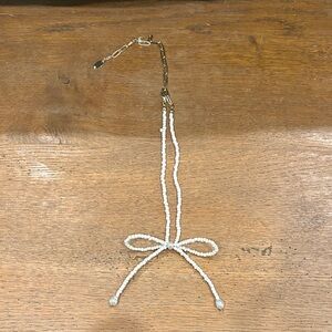Free People White Beaded Bow Necklace